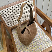 YSL Le 5 A 7 Supple Small In Suede Leather Brown - 23x22x8.5cm - 4