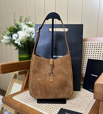 YSL Le 5 A 7 Supple Small In Suede Leather Brown - 23x22x8.5cm