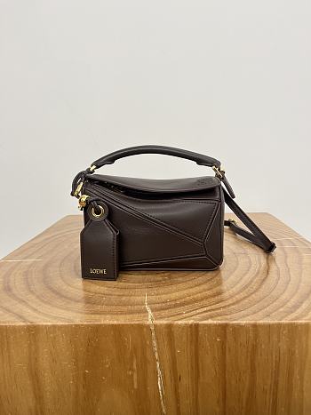 Loewe Mini Featherlight Puzzle Bag In Nappa Lambskin Chocolate - 17.5x12.5x7.5cm