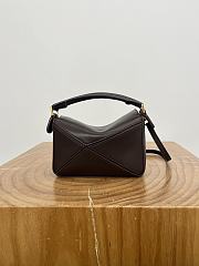 Loewe Mini Featherlight Puzzle Bag In Nappa Lambskin Chocolate - 17.5x12.5x7.5cm - 3