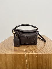 Loewe Mini Featherlight Puzzle Bag In Nappa Lambskin Chocolate - 17.5x12.5x7.5cm - 2