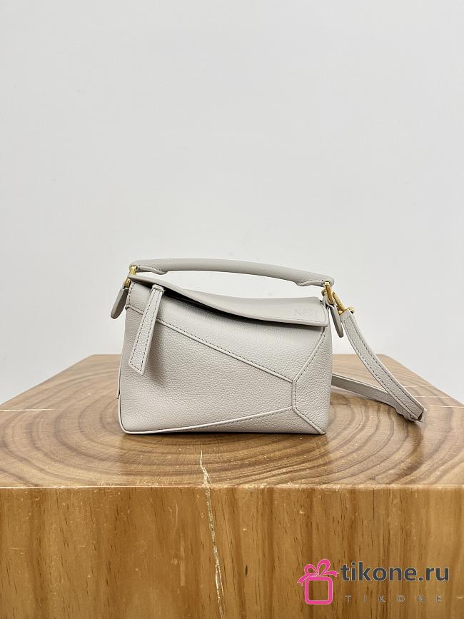 Loewe Mini Puzzle Edge Bag In Soft Grained Calfskin Gray - 18x12.5x8cm - 1