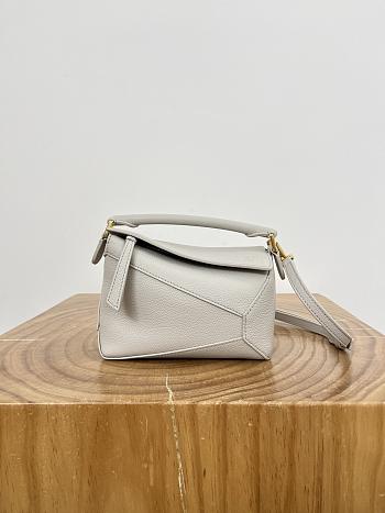 Loewe Mini Puzzle Edge Bag In Soft Grained Calfskin Gray - 18x12.5x8cm