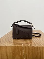 Loewe Mini Puzzle Edge Bag In Soft Grained Calfskin Chocolate - 18x12.5x8cm - 1