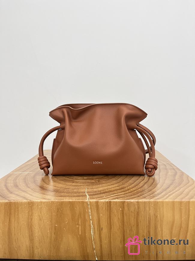 Loewe Mini Flamenco Clutch In Nappa Calfskin Brown - 23.9x18x9cm - 1
