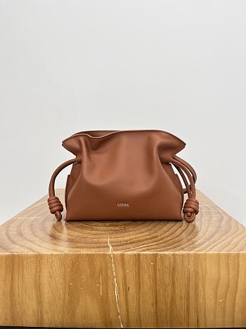 Loewe Mini Flamenco Clutch In Nappa Calfskin Brown - 23.9x18x9cm
