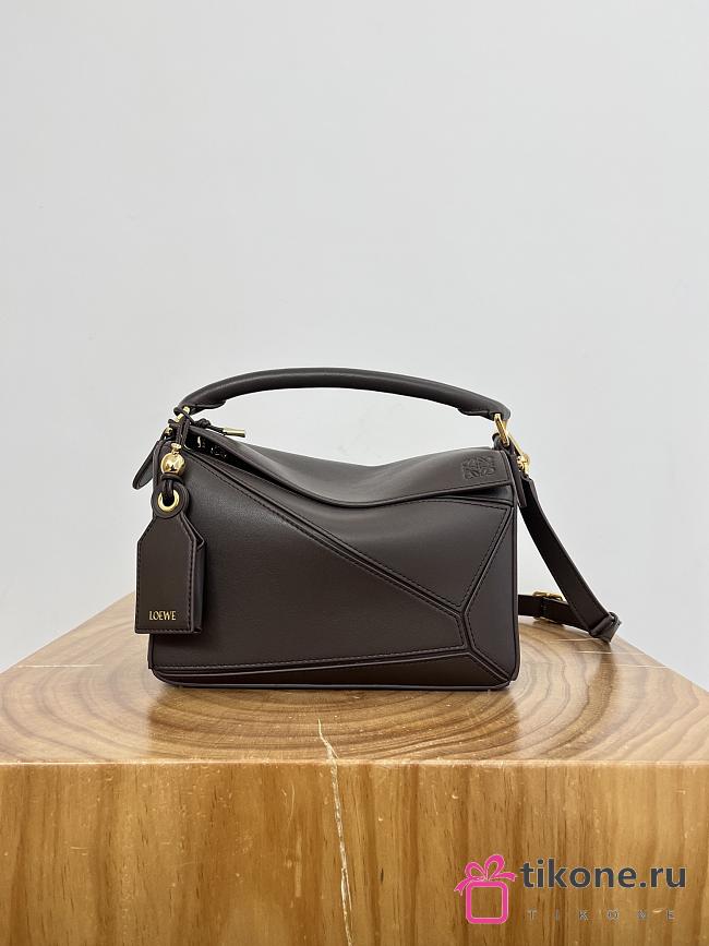 Loewe Small Featherlight Puzzle Bag In Nappa Lambskin Chocolate - 24x16.5x10.5cm - 1