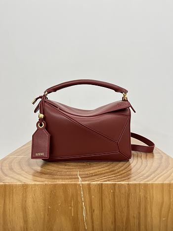 Loewe Small Featherlight Puzzle Bag In Nappa Lambskin Dark Red - 24x16.5x10.5cm