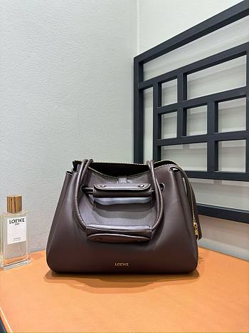 Loewe Medium Madrid Bag In Supple Grained Calfskin Chocolate - 28.5x11x23cm