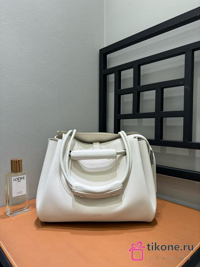 Loewe Medium Madrid Bag In Supple Grained Calfskin White - 28.5x11x23cm - 1