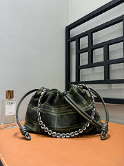 Loewe Medium Flamenco Purse In Tartan Suede Khaki/Green - 30x20x10.5cm - 5