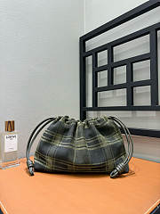 Loewe Medium Flamenco Purse In Tartan Suede Khaki/Green - 30x20x10.5cm - 3