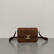 Celine Classique Triomphe Bag In Grained Nubuck Calfskin Chestnut - 22x15.5x6cm - 5