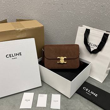 Celine Classique Triomphe Bag In Grained Nubuck Calfskin Chestnut - 22x15.5x6cm