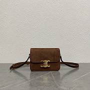 Celine Teen Triomphe Bag In Grained Nubuck Calfskin Chestnut - 18.5x13.5x7cm - 3