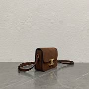 Celine Teen Triomphe Bag In Grained Nubuck Calfskin Chestnut - 18.5x13.5x7cm - 2