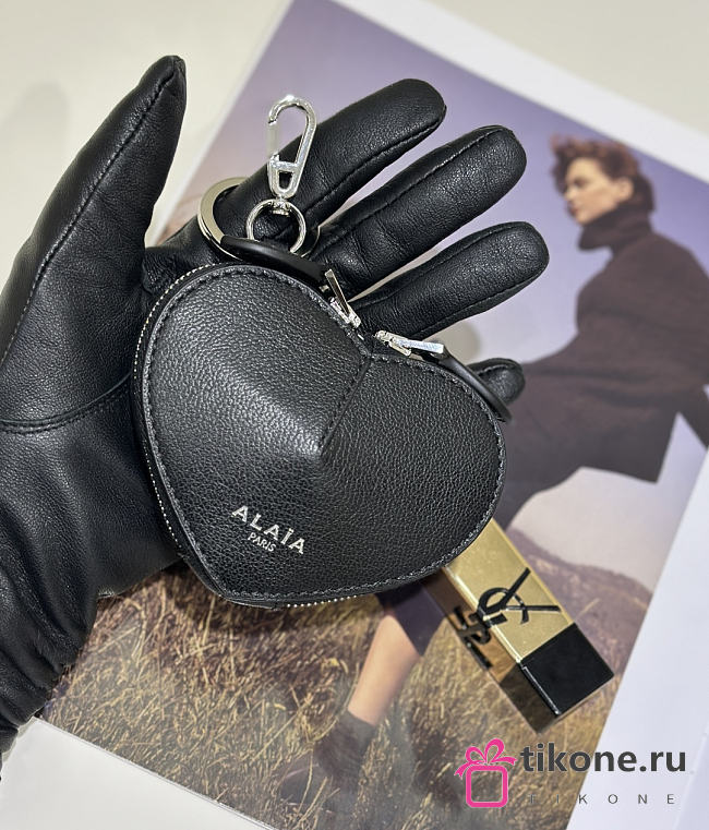 Alaia Le Cœur Mini Leather Coin Purse in Black - 10x1.5x7.5cm - 1