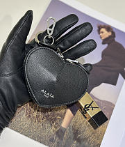 Alaia Le Cœur Mini Leather Coin Purse in Black - 10x1.5x7.5cm - 4