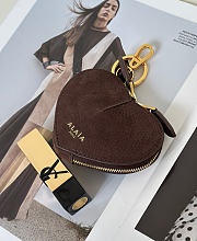 Alaia Le Cœur Mini Grained Nubuck Calfskin Coin Purse in Chocolate - 10x1.5x7.5cm - 5