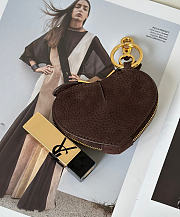 Alaia Le Cœur Mini Grained Nubuck Calfskin Coin Purse in Chocolate - 10x1.5x7.5cm - 4