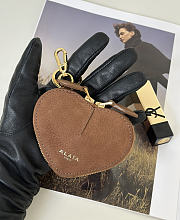 Alaia Le Cœur Mini Grained Nubuck Calfskin Coin Purse in Brown - 10x1.5x7.5cm - 1