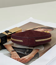 Alaia Le Cœur Mini Grained Nubuck Calfskin Coin Purse in Burgundy - 10x1.5x7.5cm - 5
