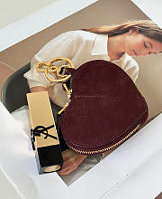 Alaia Le Cœur Mini Grained Nubuck Calfskin Coin Purse in Burgundy - 10x1.5x7.5cm - 4
