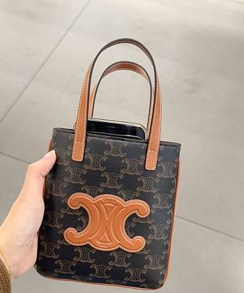 Celine Cabas Micro Triomphe Canvas & Leather Tote - 17x15cm