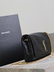 Ysl Kate Medium Chain Bag In Suede And  Crocodile-Embossed Leather Black - 24x5x14.5cm - 2