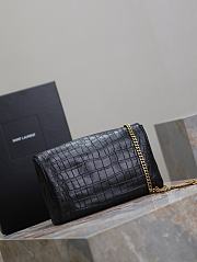 Ysl Kate Medium Chain Bag In Suede And  Crocodile-Embossed Leather Black - 24x5x14.5cm - 3