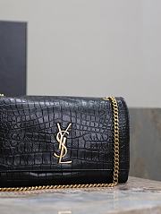 Ysl Kate Medium Chain Bag In Suede And  Crocodile-Embossed Leather Black - 24x5x14.5cm - 6