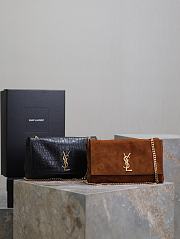 Ysl Kate Medium Chain Bag In Suede And  Crocodile-Embossed Leather Black - 24x5x14.5cm - 1