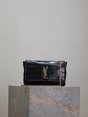 Ysl Kate Small Chain Bag In Suede And Crocodile-Embossed Leather Black - 20x13.5x5.5cm - 1