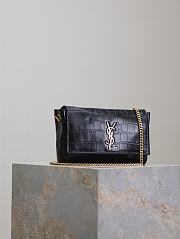 Ysl Kate Small Chain Bag In Suede And Crocodile-Embossed Leather Black - 20x13.5x5.5cm - 5
