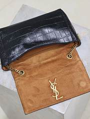 Ysl Kate Small Chain Bag In Suede And Crocodile-Embossed Leather Black - 20x13.5x5.5cm - 4