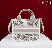 Small Dior Book Tote Multicolor Rosier de Dior Embroidery and Latte Calfskin - 26.5x22x14cm - 6