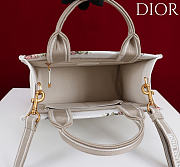Small Dior Book Tote Multicolor Rosier de Dior Embroidery and Latte Calfskin - 26.5x22x14cm - 5