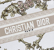 Small Dior Book Tote Multicolor Amour de Roses Embroidery and Latte Calfskin - 26.5x22x14cm - 2