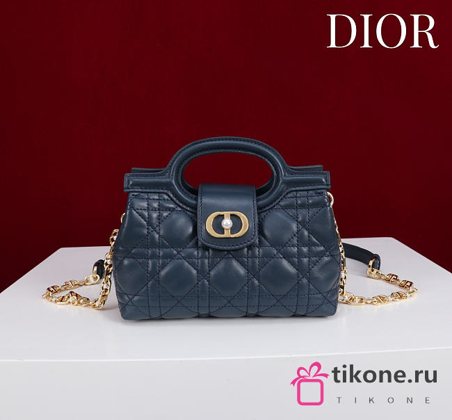 Dior Jolie Top Handle Mini Bag Blue Cannage Lambskin - 18.5x13x8.5cm - 1