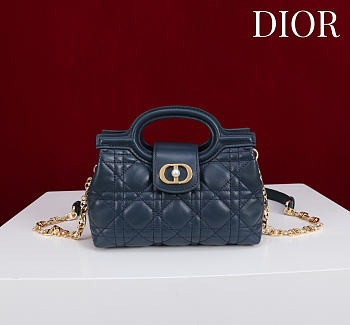 Dior Jolie Top Handle Mini Bag Blue Cannage Lambskin - 18.5x13x8.5cm