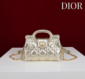 Dior Jolie Top Handle Mini Bag Gold Metallic Lambskin - 18.5x13x8.5cm