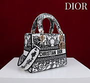 Dior Medium Lady D-Lite Bag Black and White Dioresque Butterfly Cornely Embroidery - 24x21x12cm - 6