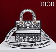 Dior Medium Lady D-Lite Bag Black and White Dioresque Butterfly Cornely Embroidery - 24x21x12cm - 5