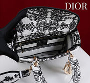 Dior Medium Lady D-Lite Bag Black and White Dioresque Butterfly Cornely Embroidery - 24x21x12cm - 2