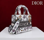 Dior Medium Lady D-Lite Bag Latte Multicolor Butterflies & Iris Embroidery - 24x21x12cm - 4