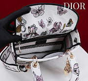 Dior Medium Lady D-Lite Bag Latte Multicolor Butterflies & Iris Embroidery - 24x21x12cm - 2