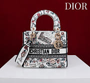 Dior Medium Lady D-Lite Bag Pink Souvenir de Rome Embroidery - 24x21x12cm - 1