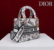 Dior Medium Lady D-Lite Bag Pink Souvenir de Rome Embroidery - 24x21x12cm - 3