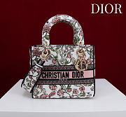 Dior Medium Lady D-Lite Bag Pink Multicolor Millefiori Embroidery - 24x21x12cm - 1