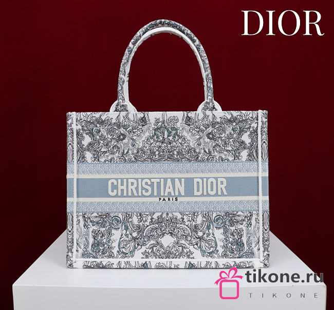Medium Dior Book Tote Blue Dior Stella Baroque Embroidery - 36x27.5x16.5cm - 1